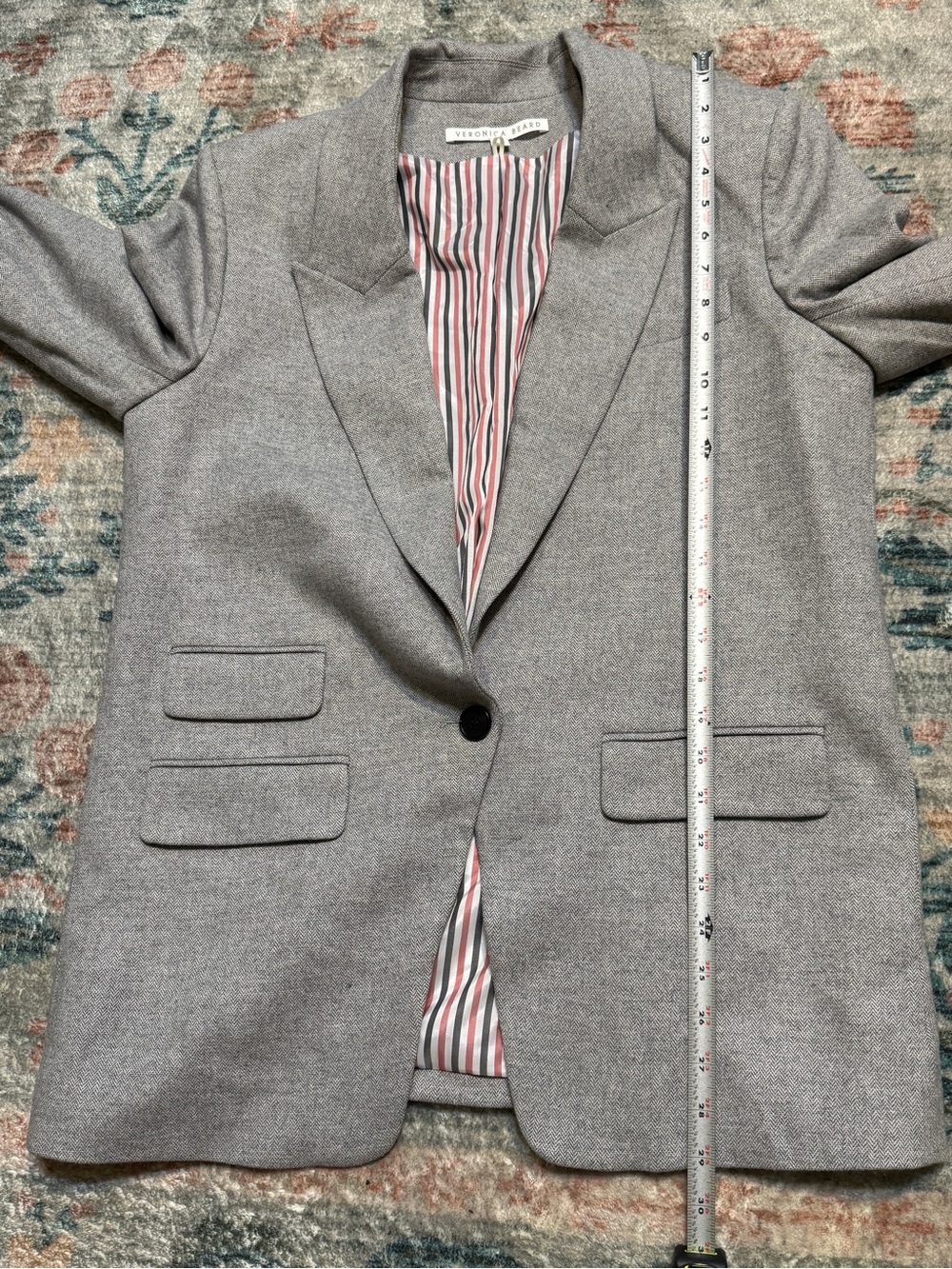 Veronica Beard Herringbone Martel Wool Blend Dickey Blazer Jacket - Picture 10 of 14